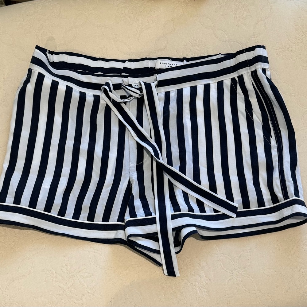 Equipment Silk Shorts - Never Worn - Size Small - Blue and White Striped
